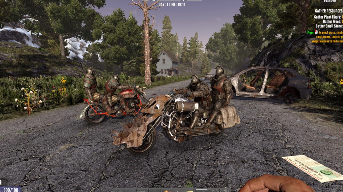 Motorcycle in 7 Days to Die — fast loot runner with large storage