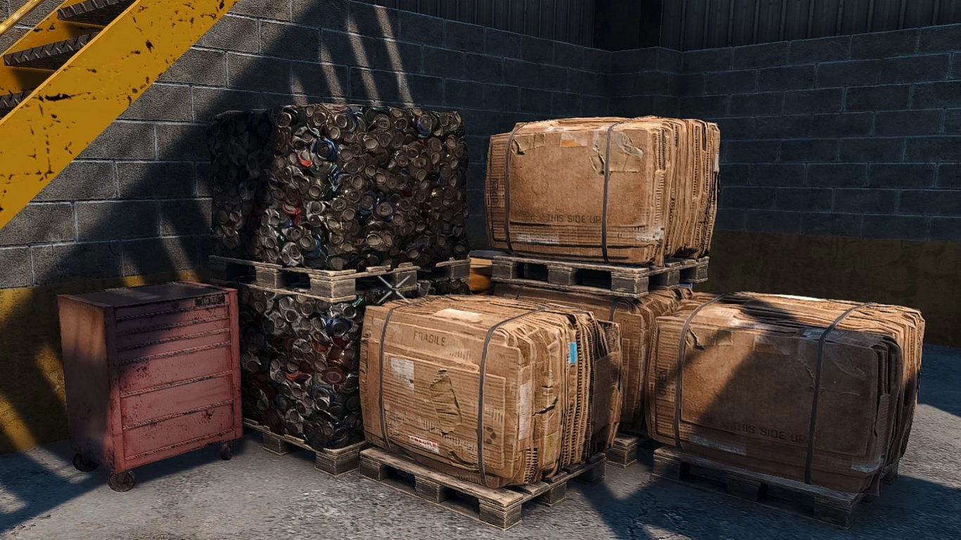Materials comparison: wood, cobblestone, concrete, and steel in 7 Days to Die 2.0