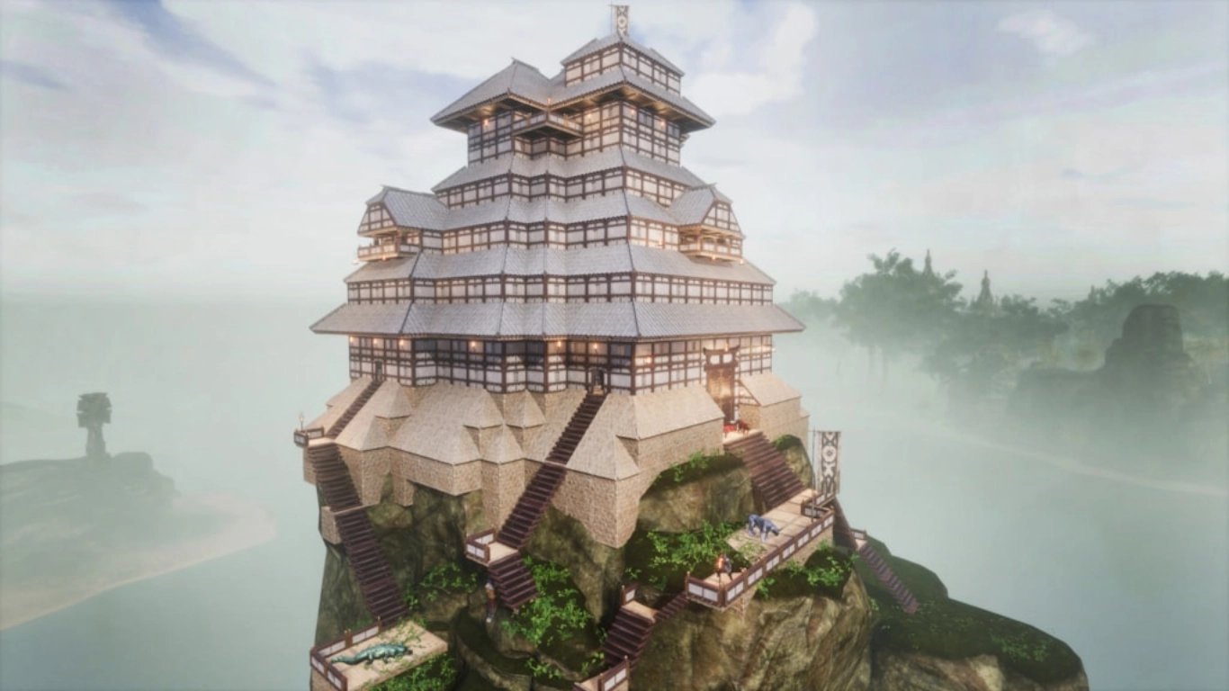 Khitai architecture in Conan Exiles: Yamatai roofs and wooden ornamentation