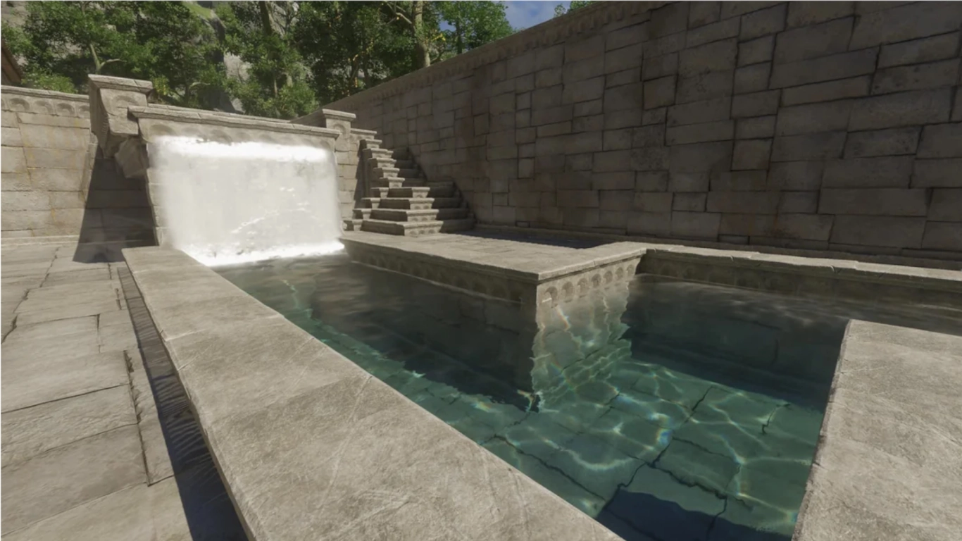 Enshrouded water physics with wells, streams, ponds, and mills