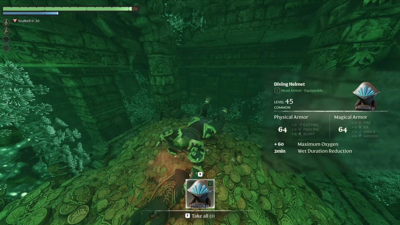 Diving helmet location in Enshrouded Wake of the Water with oxygen bonus