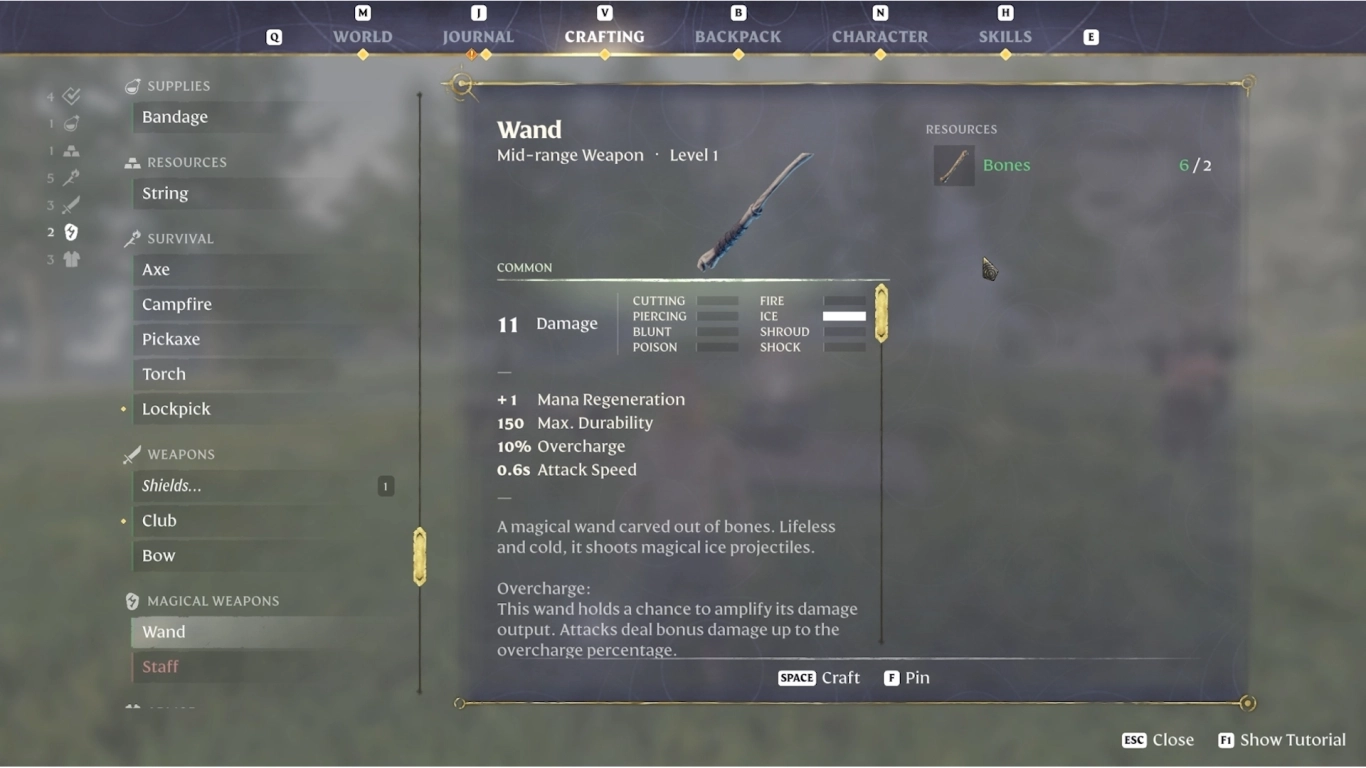 Enshrouded magic: wands, overcharge, mana usage