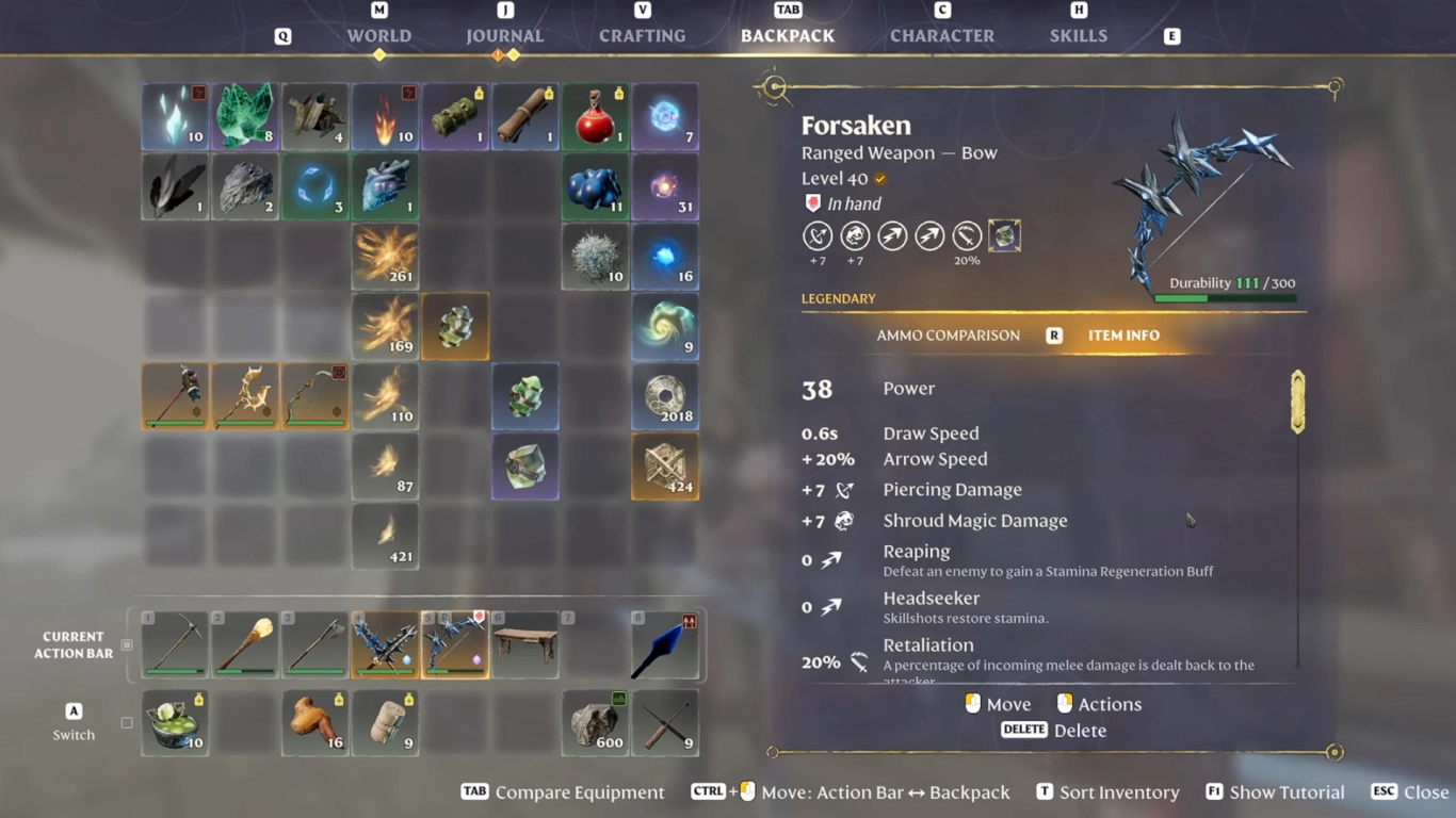 Enshrouded ranged combat: bows, arrows, elemental damage
