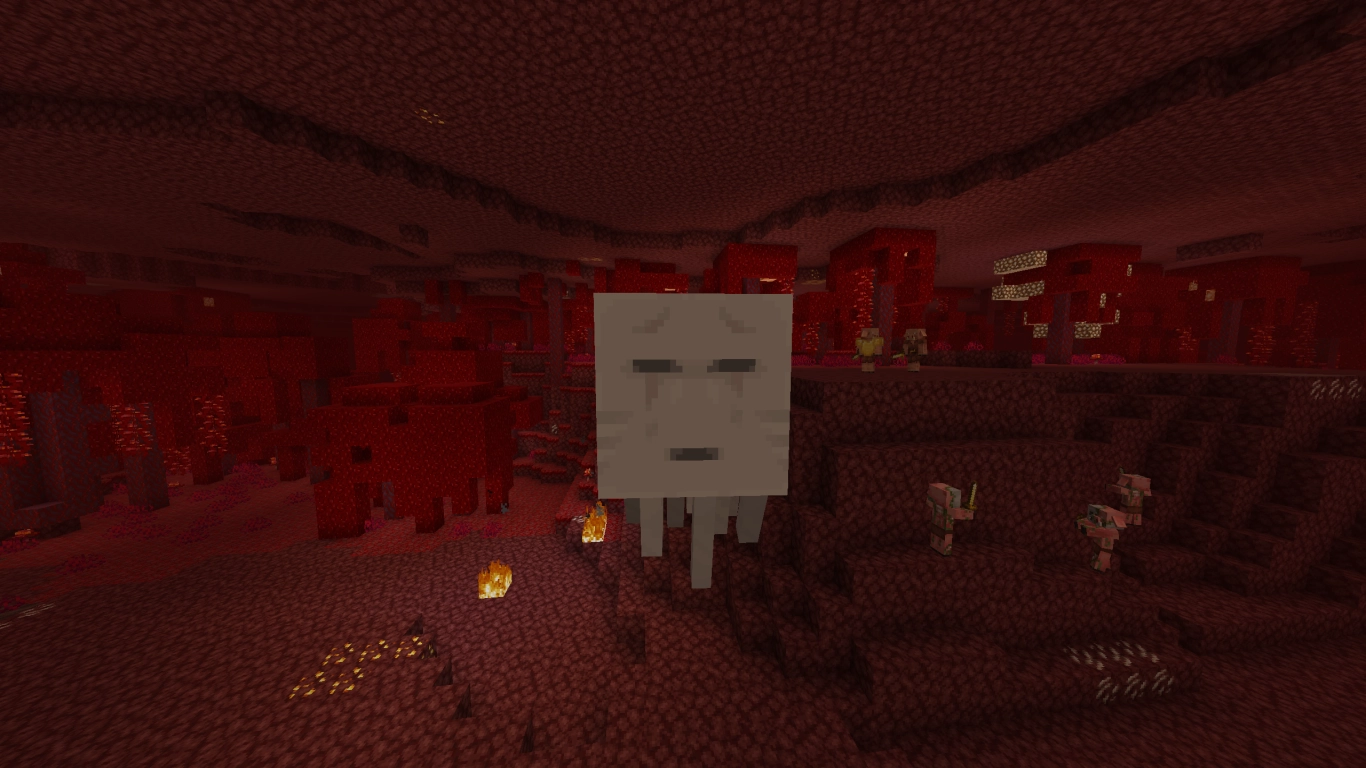 A Ghast in Minecraft with fire effect