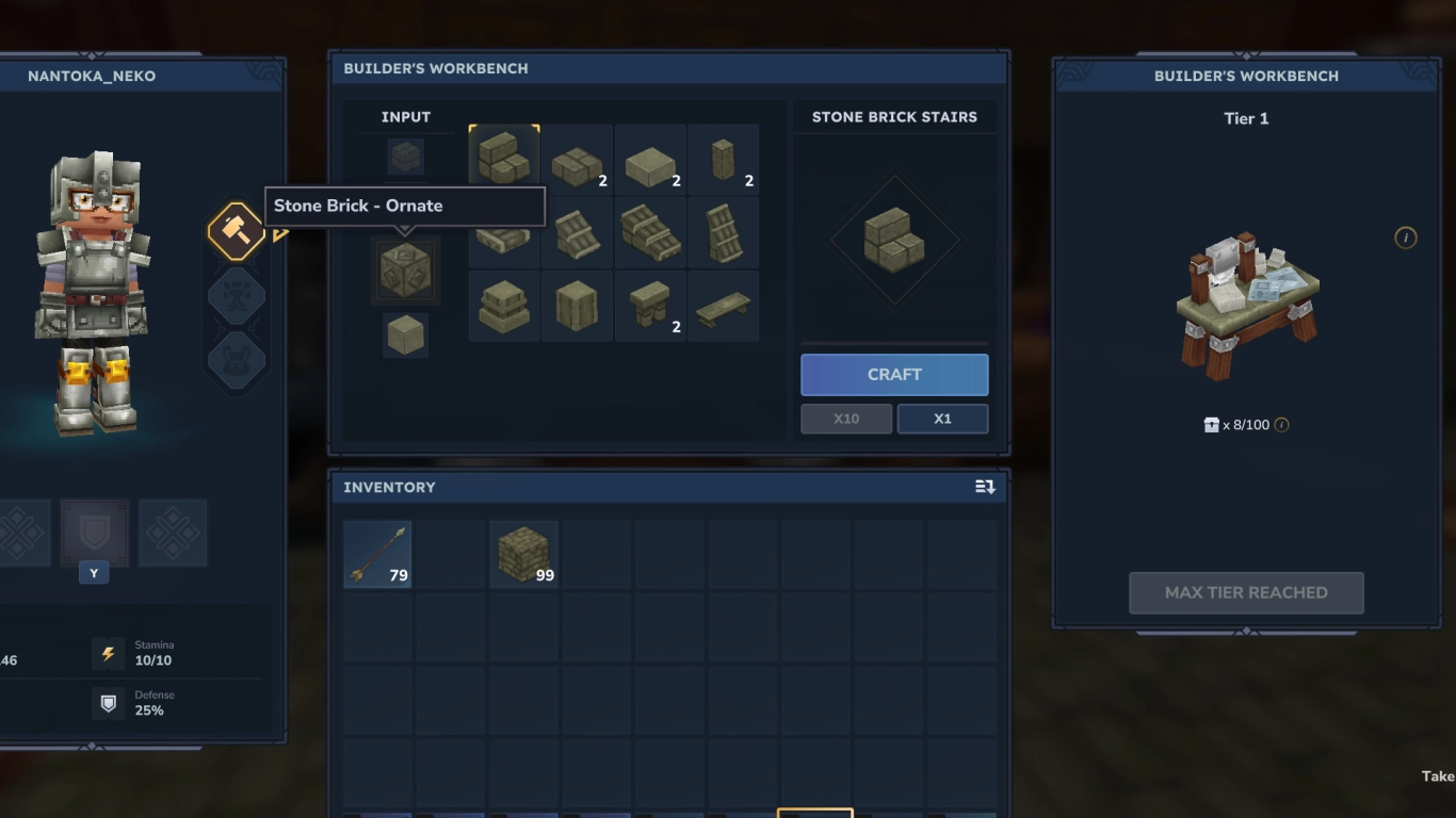 Hytale Builder's Workbench with different woods and stone types