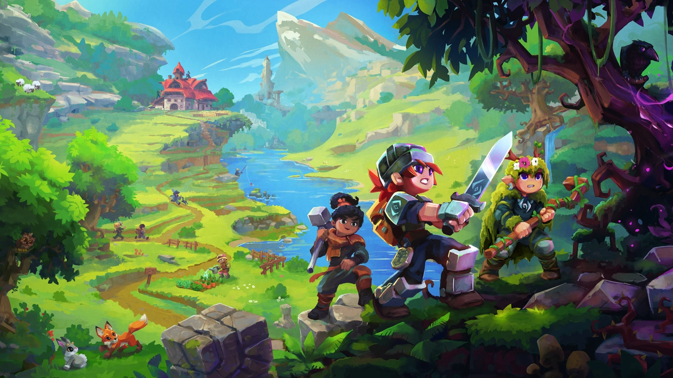 Hytale fishing feature with a player by a lake casting a line