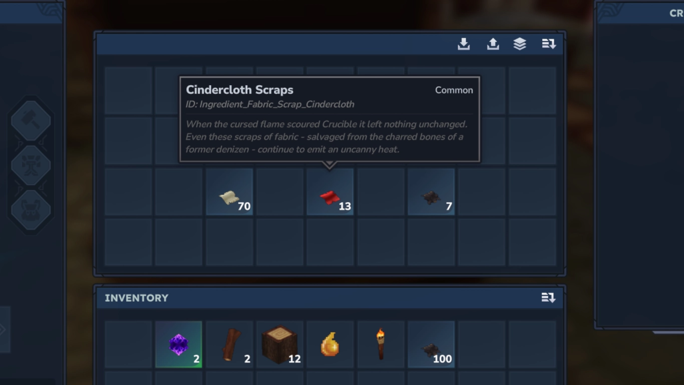 Collecting Hytale fabric scraps: Linen, Shadoweave, and Cindercloth drops