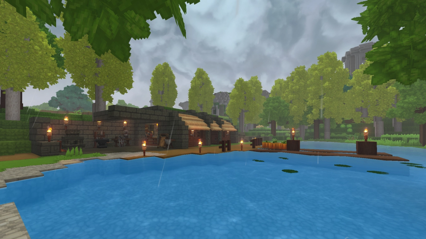 Hytale workbenches, furnace, and a first base with fields