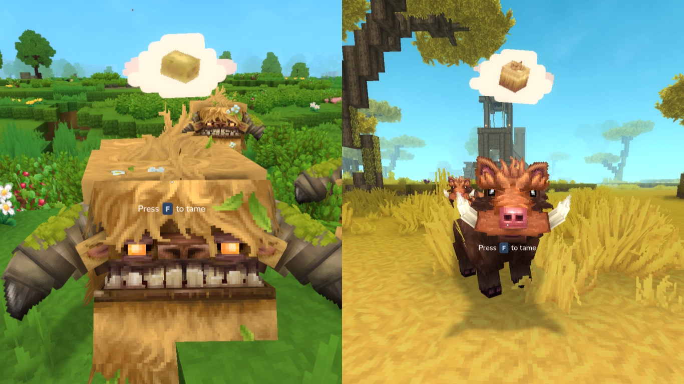 Hytale feed list to lure and tame animals