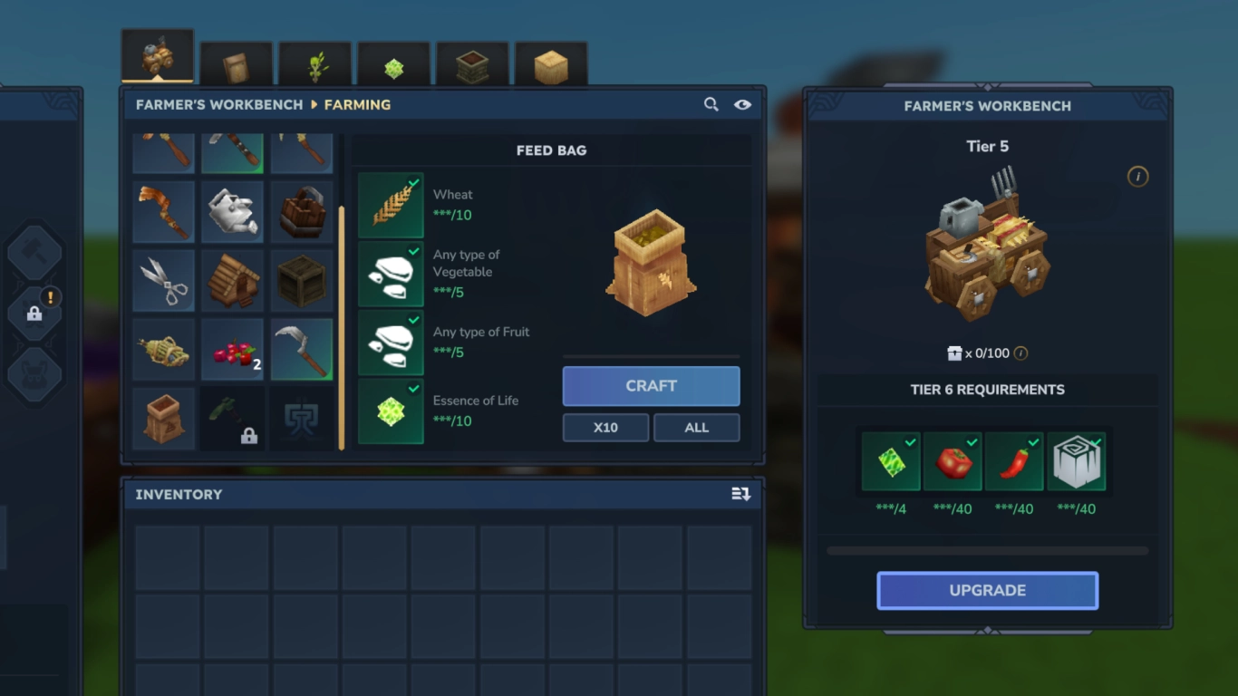 Upgrading Hytale workbenches with the Alchemist's and Farmer's Workbench