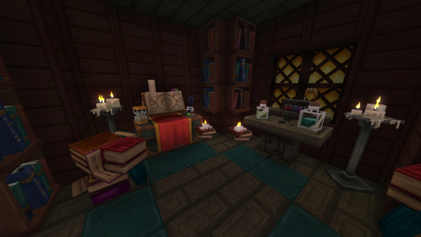 Hytale mage tower with Alchemist's Workbench and Arcanist's Workbench for spells, potions, and portals