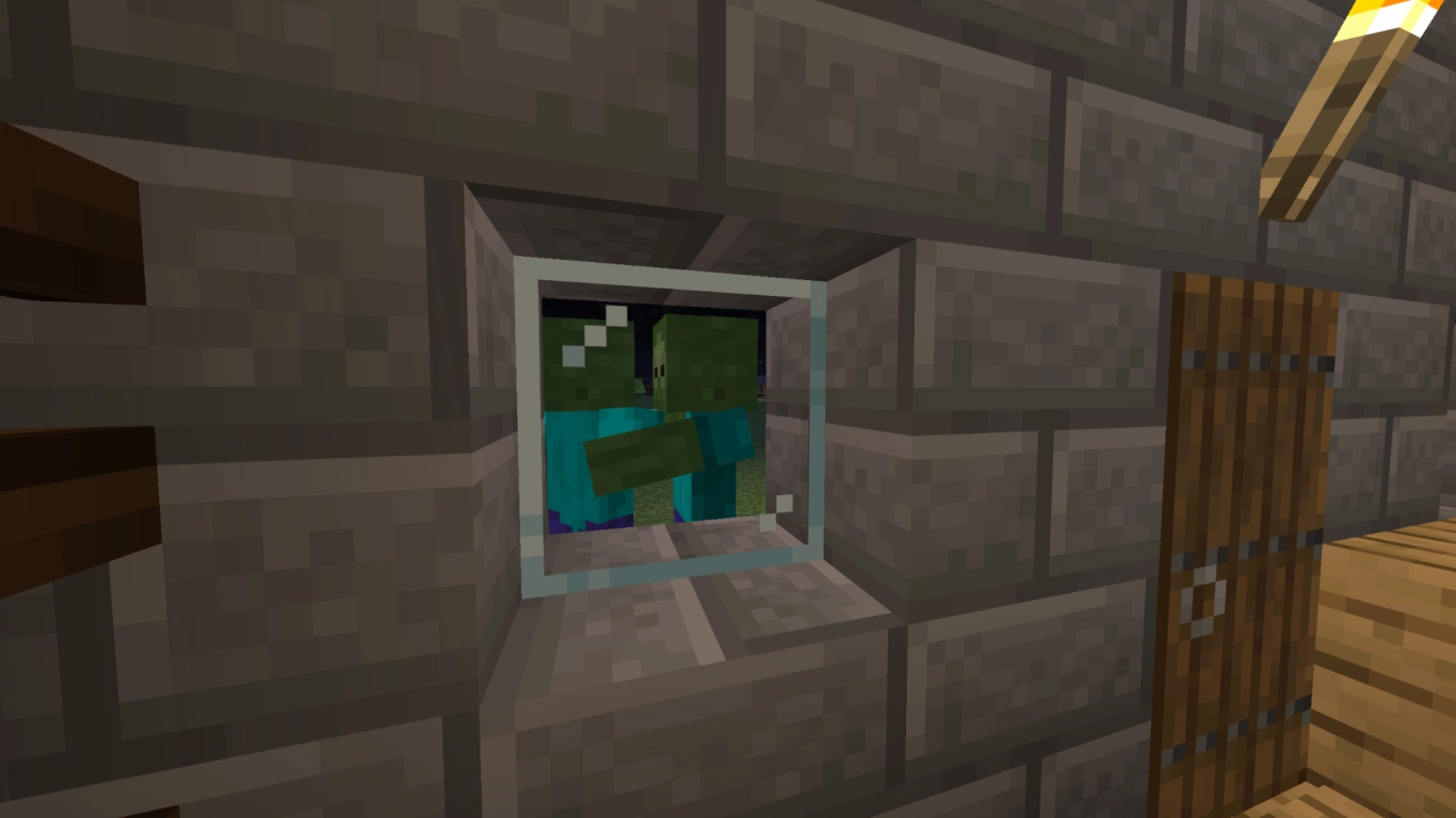 Open corridors in a Minecraft base as a security risk