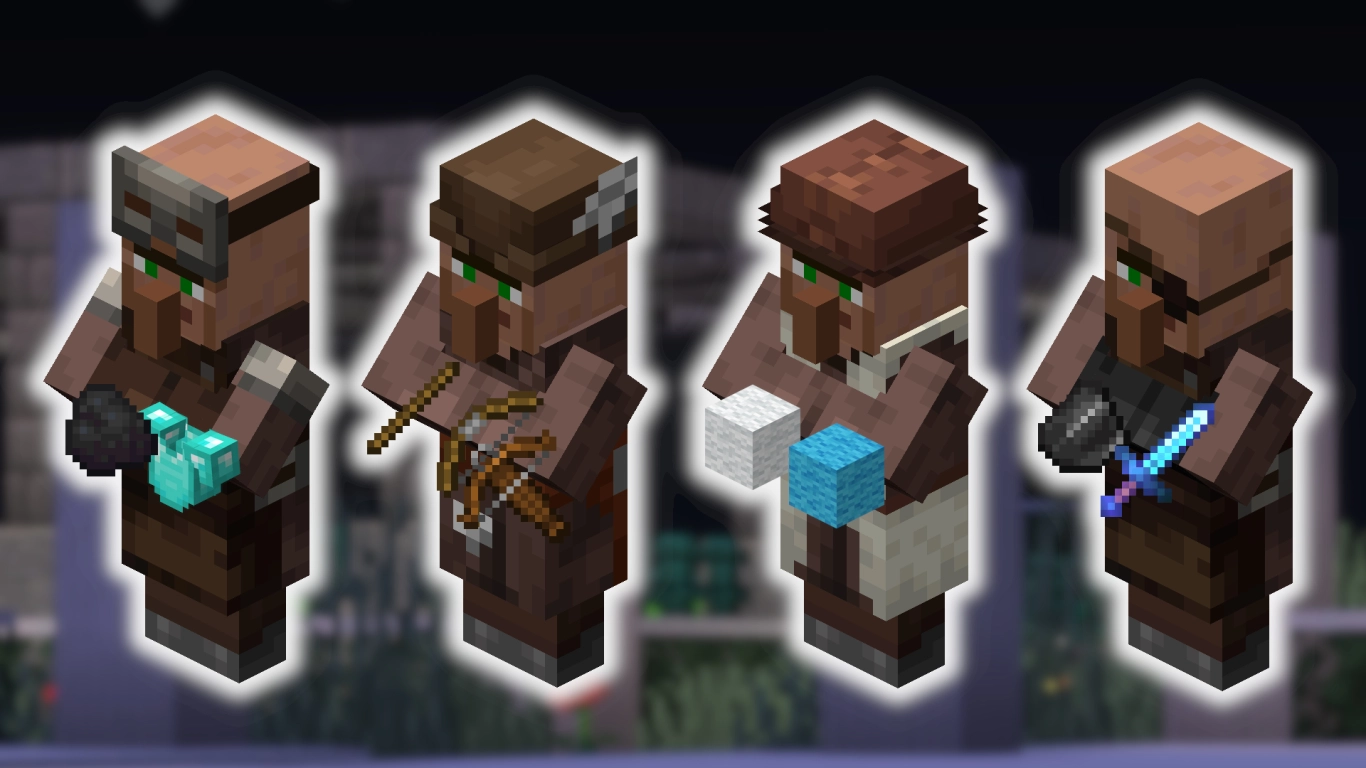 Minecraft villager trading: armor, weapons, and food for emeralds
