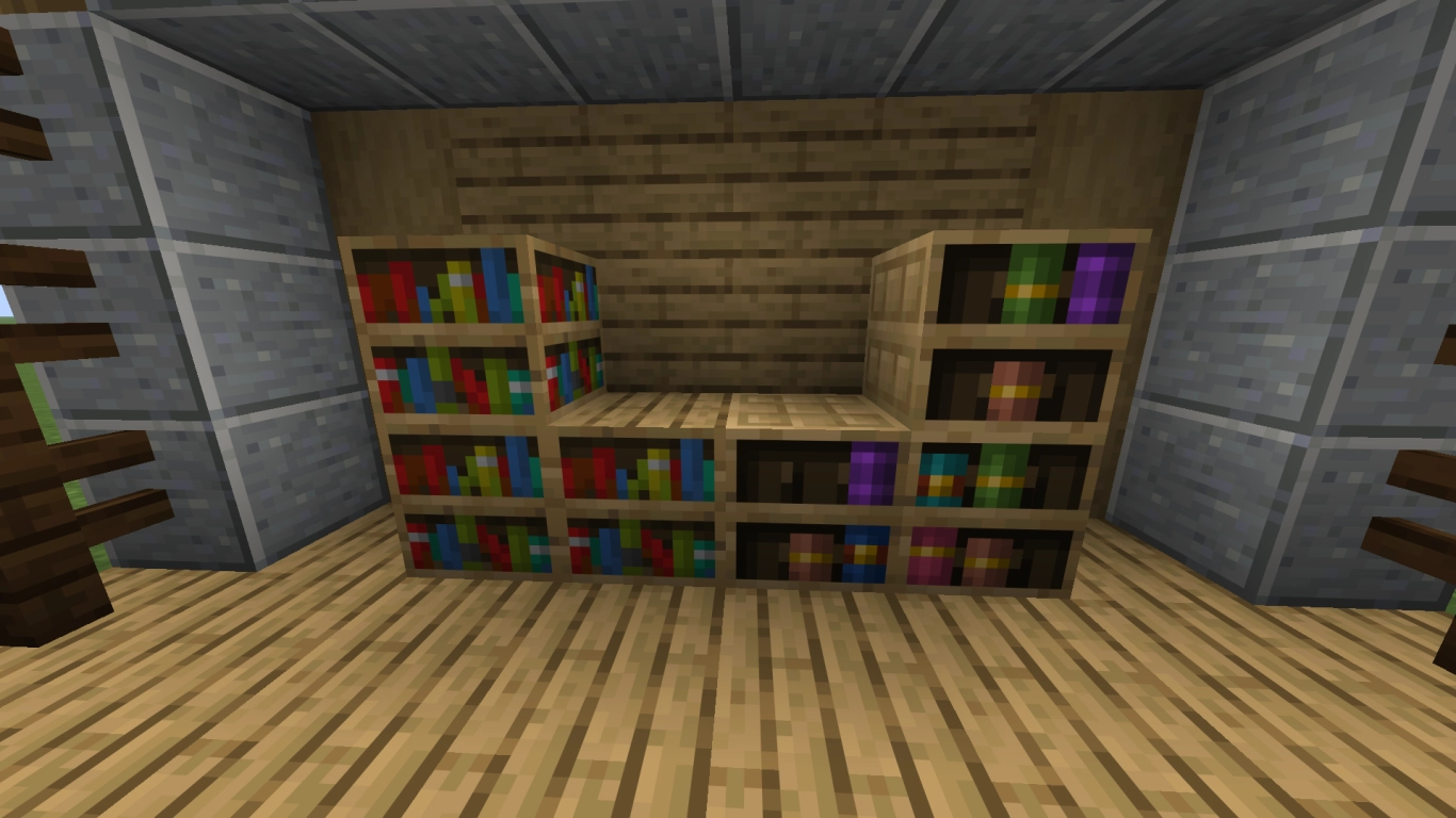Bookshelves for decor and enchanting in Minecraft
