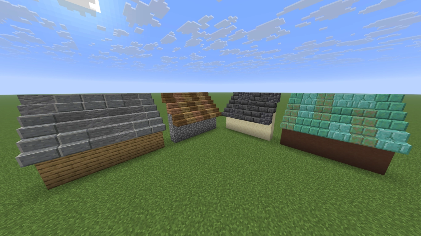 Minecraft roof gradients: matching block combinations for realistic effects