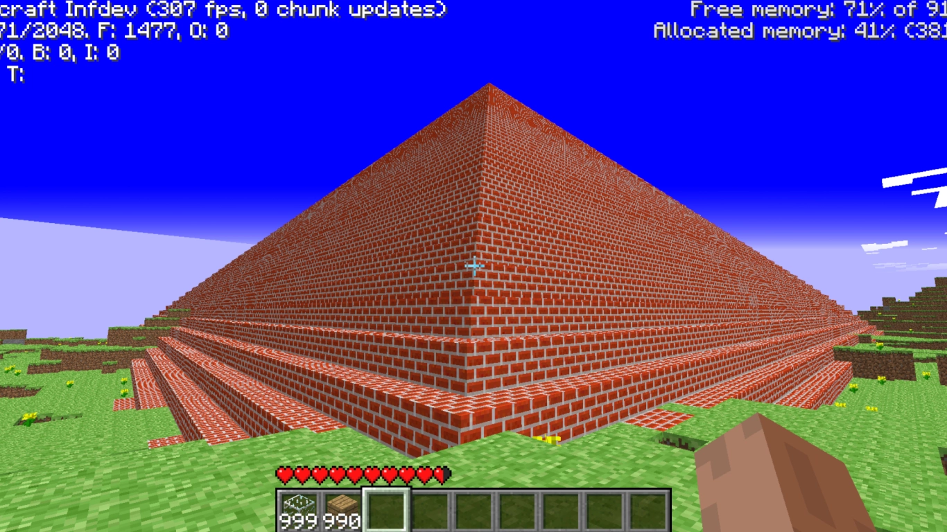 Minecraft brick pyramid early structure