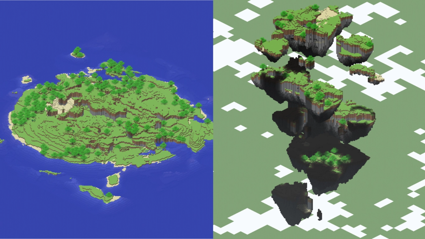 Minecraft isometric world screenshot in Indev