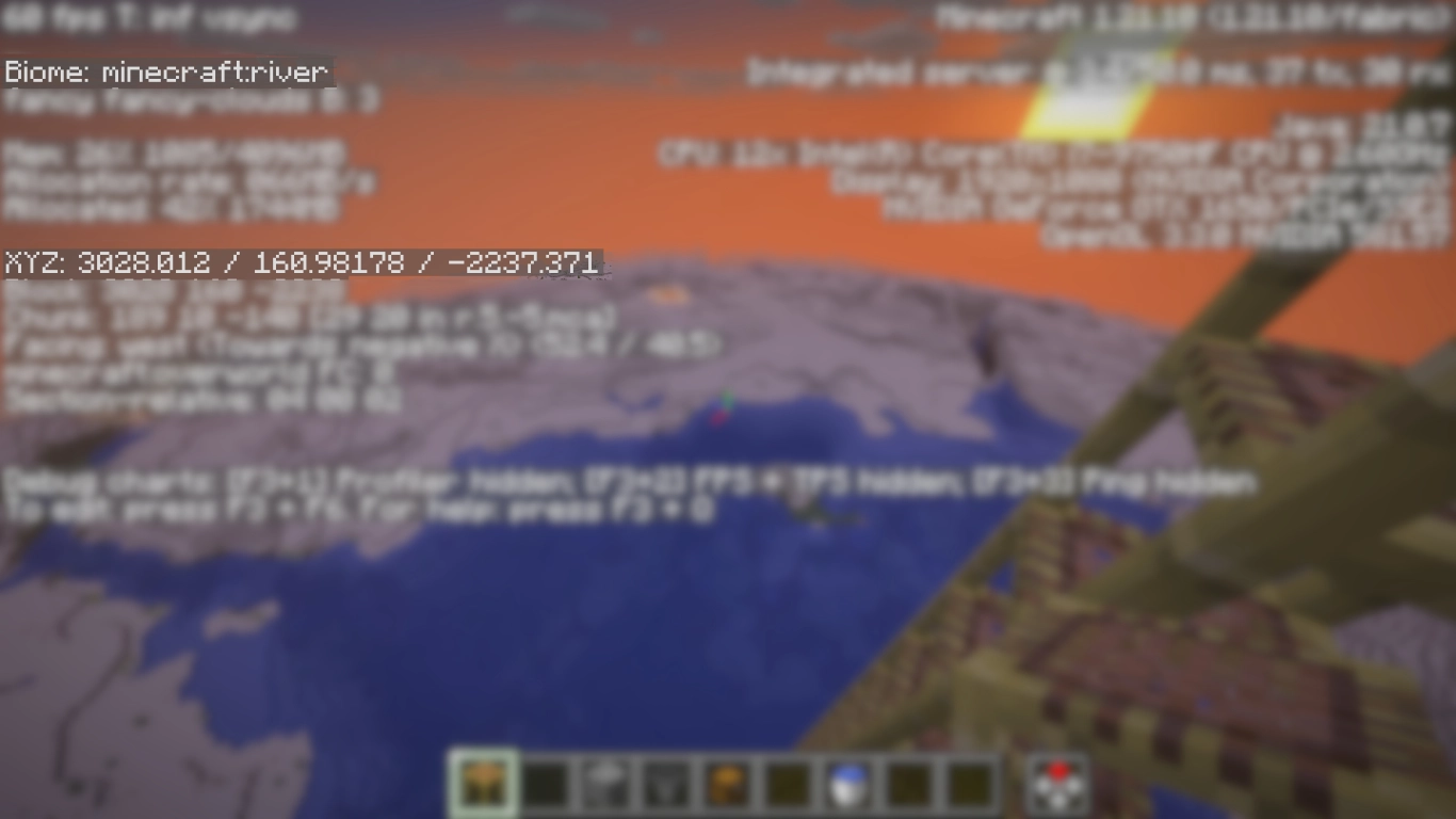 Location for Drowned farm in a river biome and build height Y160