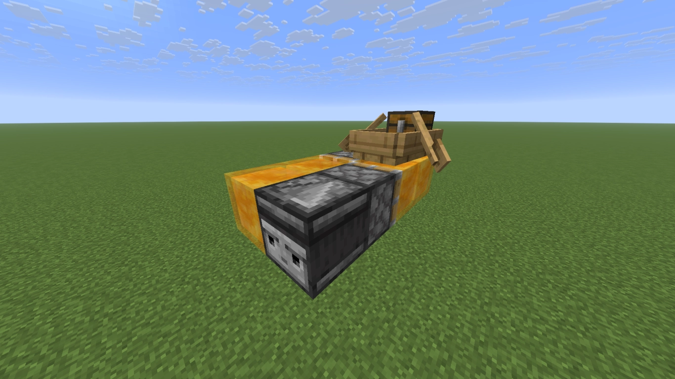 Minecraft transport with a honey-block flying machine and a boat