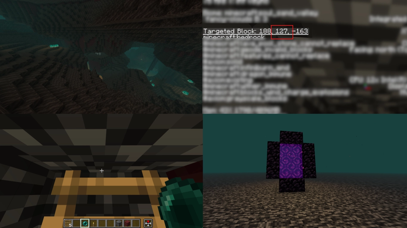 Reaching the Nether roof with a ladder, ender pearl, and portal in Minecraft