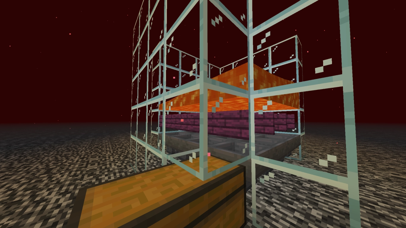 Spawn platform with warped fungus and trapdoors guiding Hoglins to the center