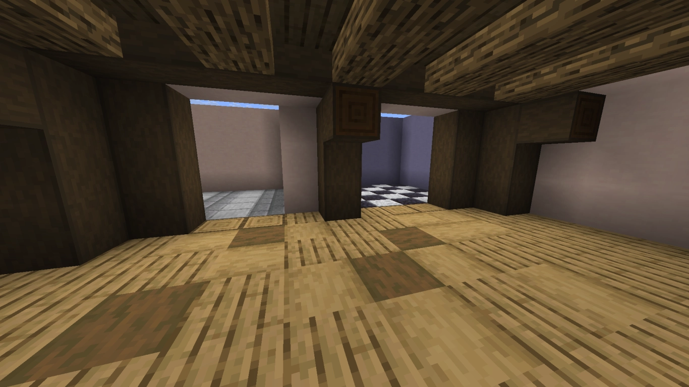 Minecraft interior design with double walls and ceilings to allow different styles inside and out