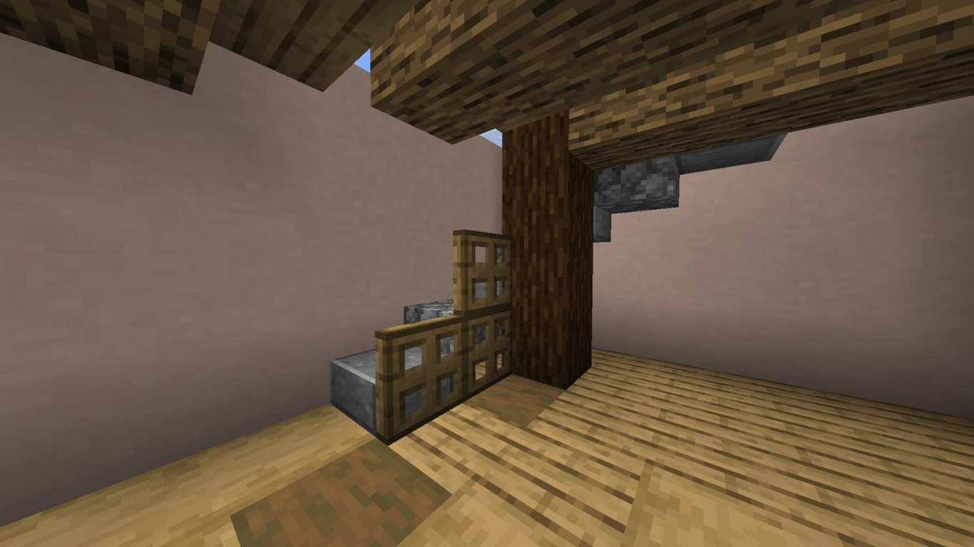 Stair design in Minecraft: use stairs, slabs, and railings seamlessly in your interior