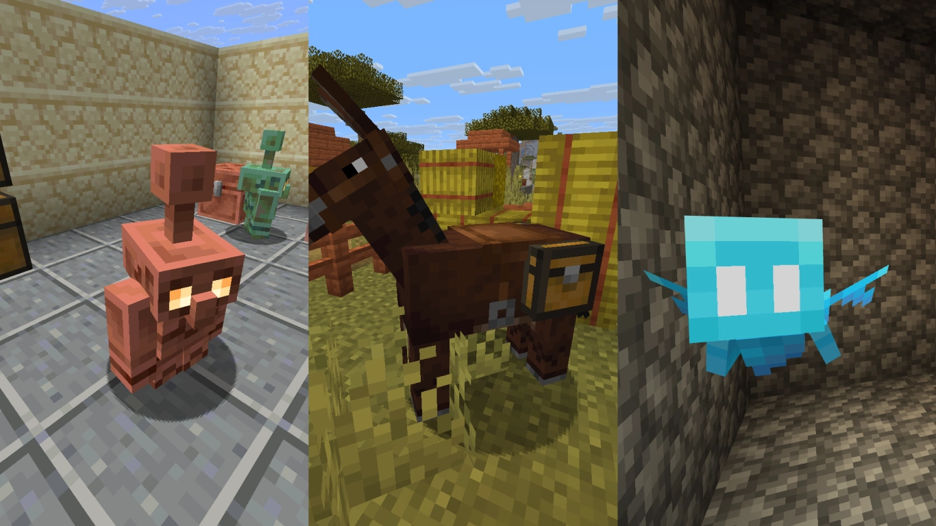 Minecraft animals for item transport: donkeys, mules, llamas, and allays
