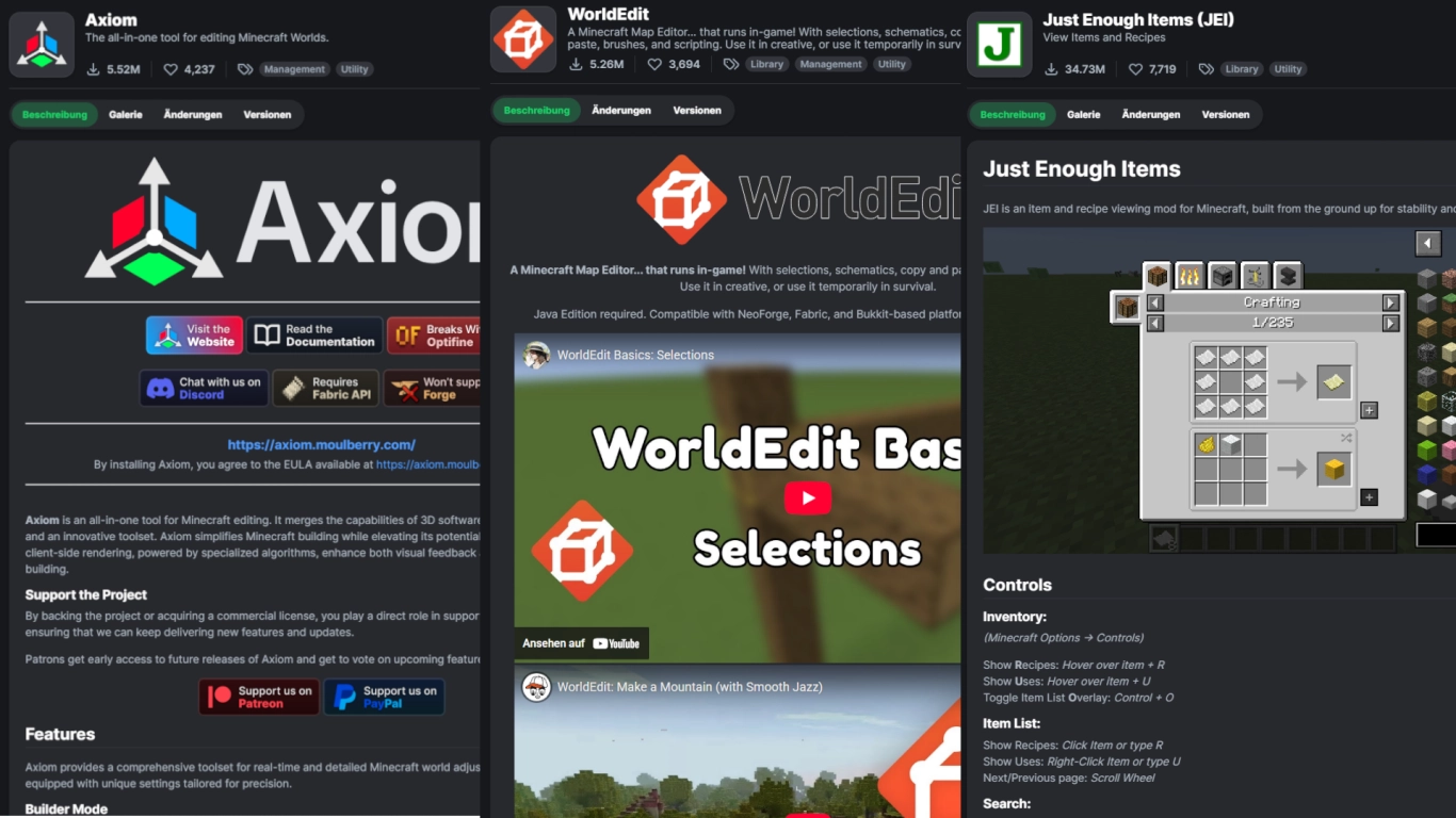 Minecraft Creative mode mods for builders