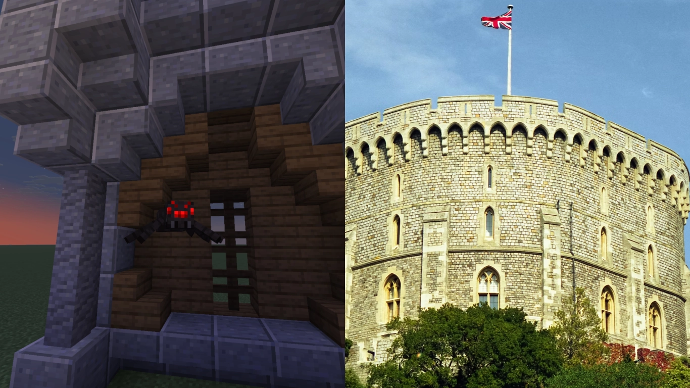 Minecraft wall with an overhang that stops climbing spiders