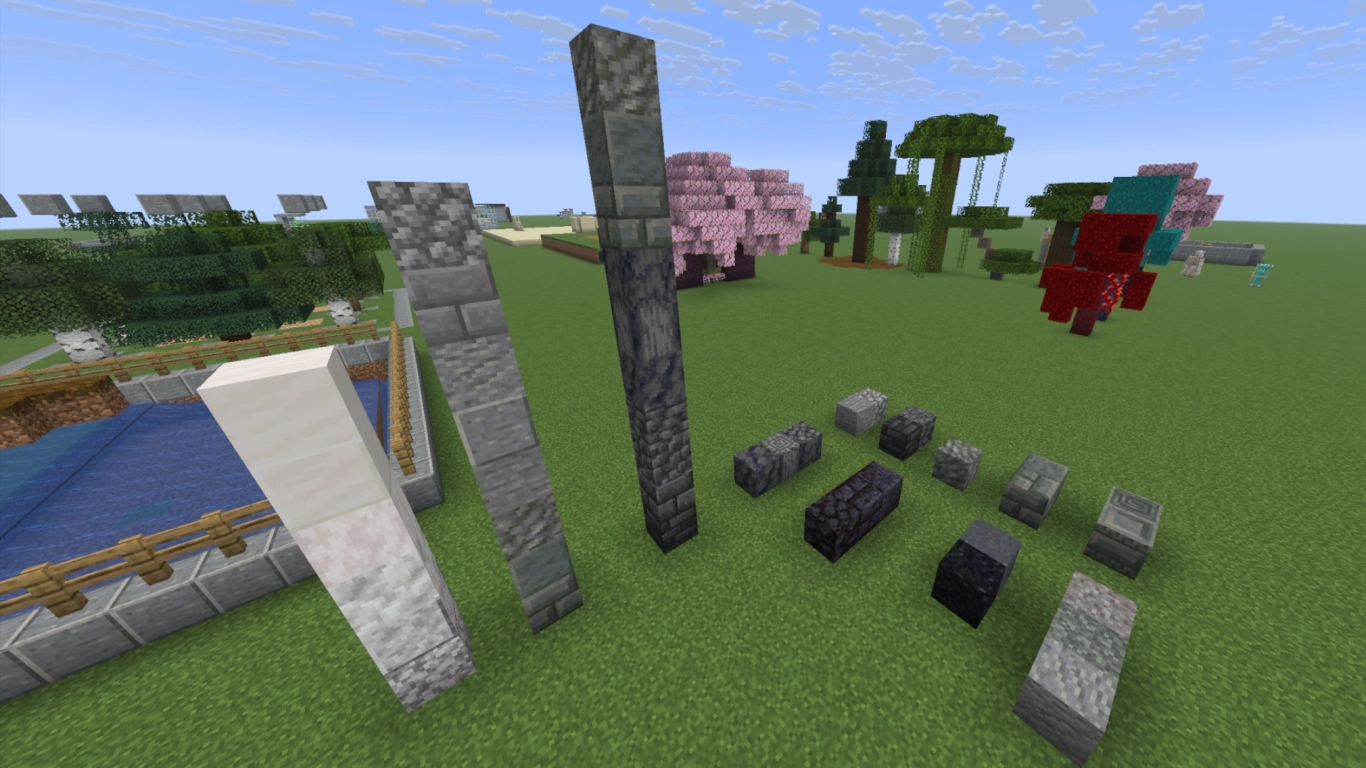 Creative mode planning: block palette, layout, scale, and tests for a mega base