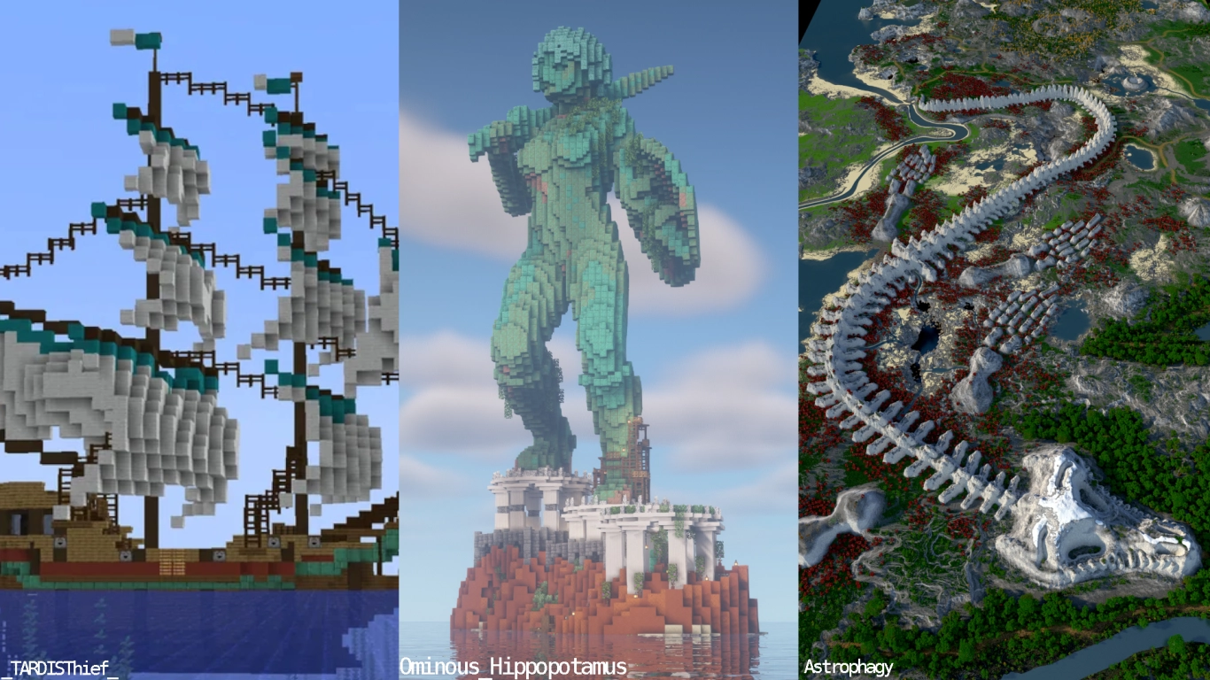 Minecraft deco mega projects: ship statue skeleton