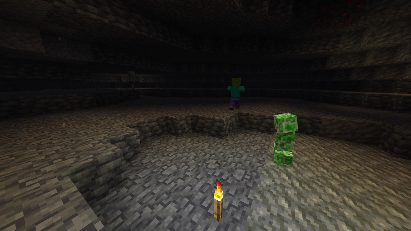 Minecraft mob spawns: Comparing depth and light levels in caves