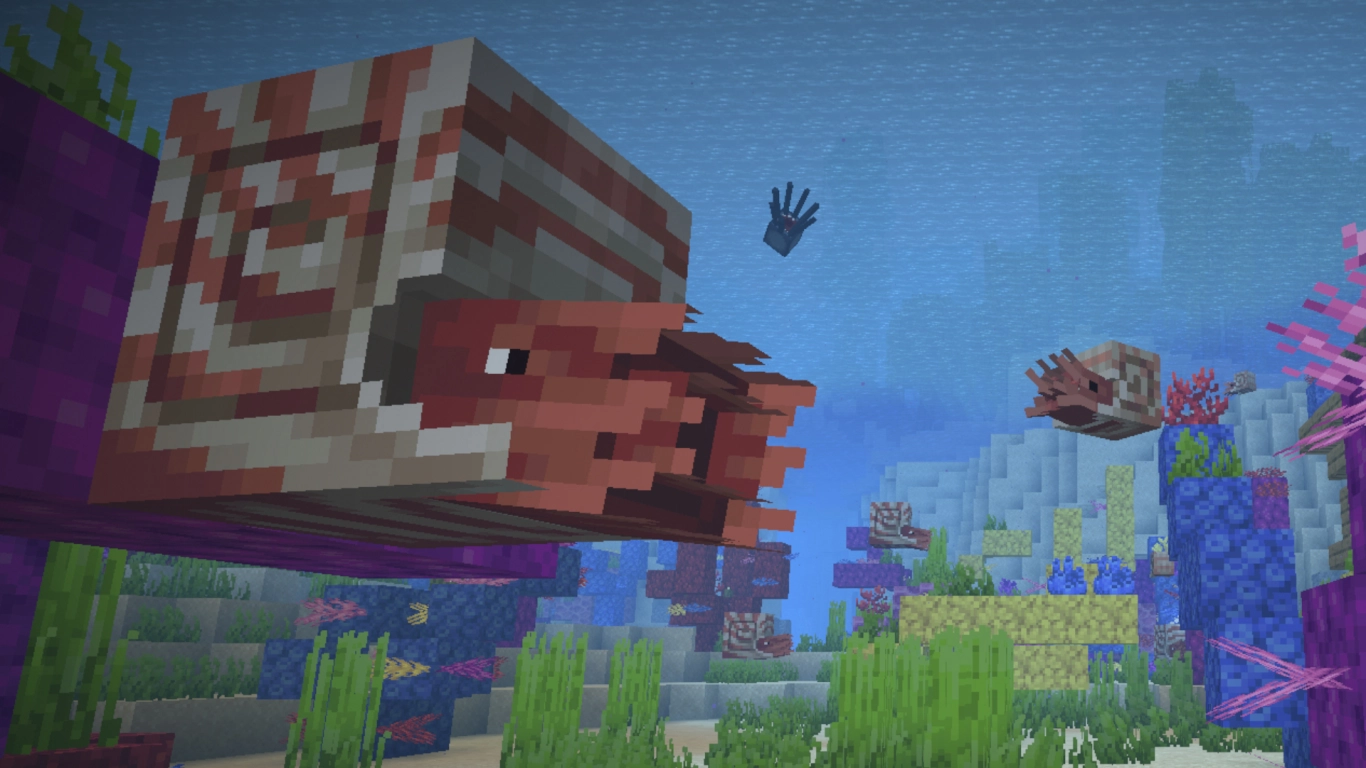 Minecraft Nautilus in the cold ocean