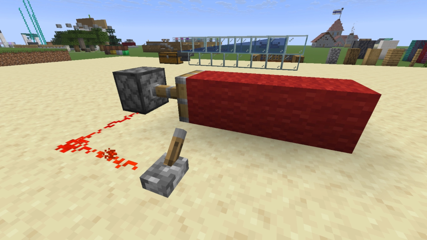 Minecraft Pistons move blocks and trigger harvests