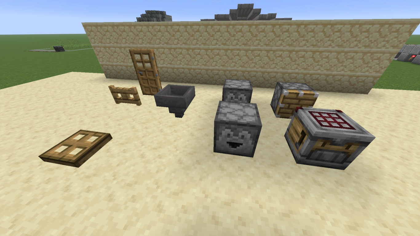 Redstone receivers: doors, trapdoors, fence gates, hopper, dropper, dispenser, pistons, crafter
