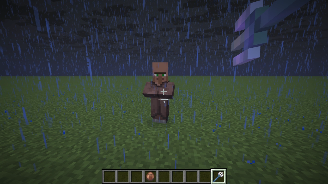 Minecraft advancement Very Very Frightening – transform a villager into a witch with lightning