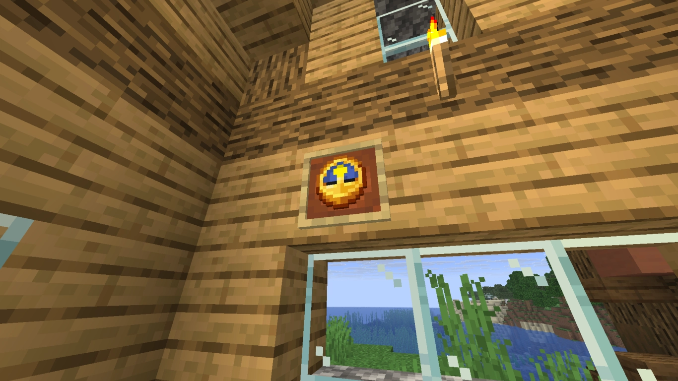 Minecraft clock showing day and night while displayed in an item frame