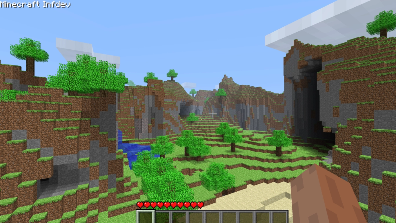 Minecraft Infdev: infinite world with cliffs and unusual structures