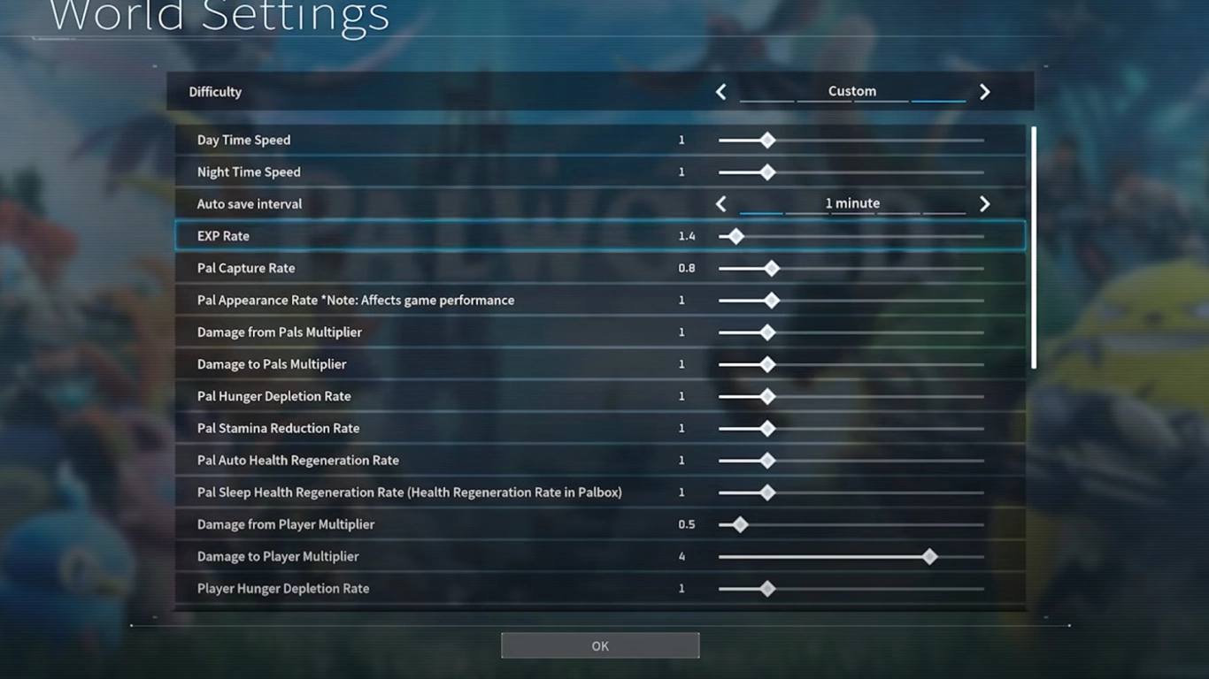 Optimize Palworld settings in Custom mode for beginners