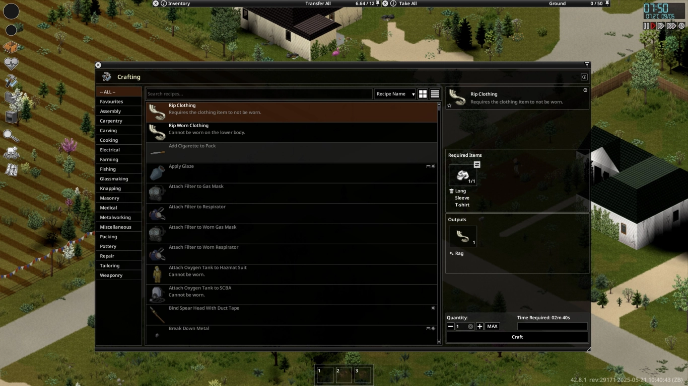 New crafting system in Project Zomboid