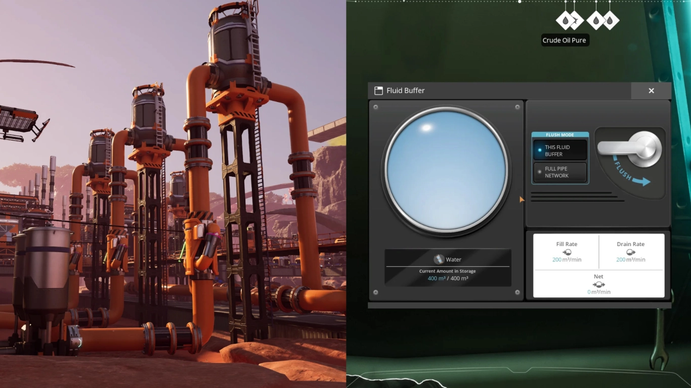 Using fluid tanks, buffers, and valves effectively in Satisfactory