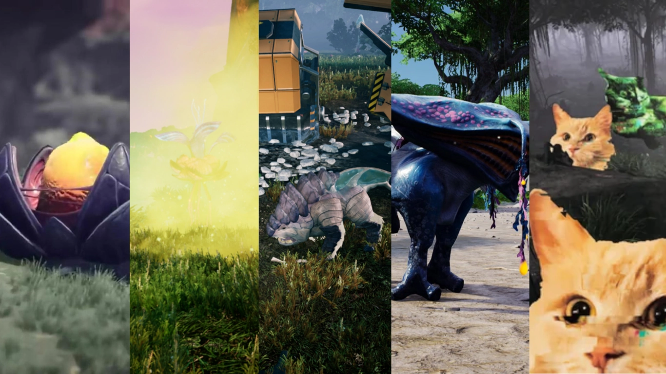 Aggressive monsters in Satisfactory: Hogs, Spitters and Stingers in combat