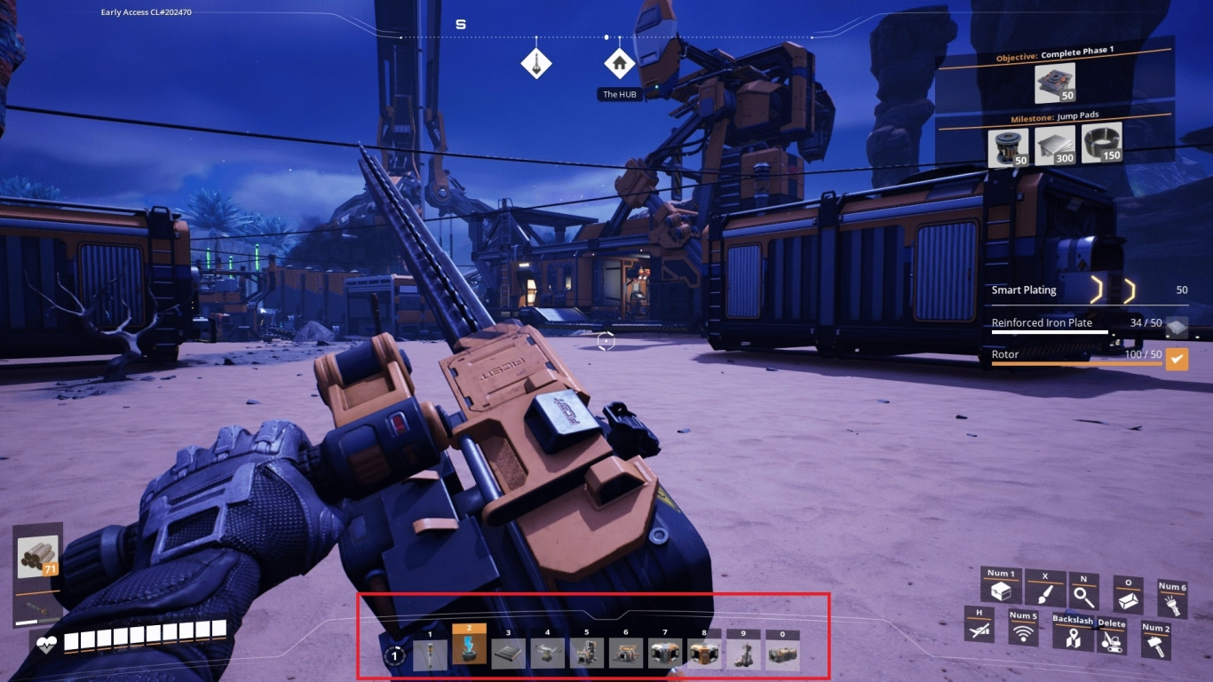 Satisfactory hotbar and shortcuts for quick building access