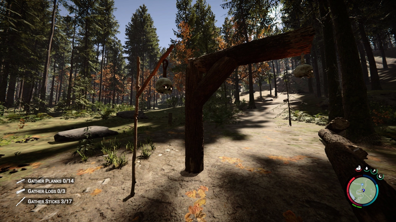 Lighting in Sons of the Forest: lanterns, torches, skull lamps, and power