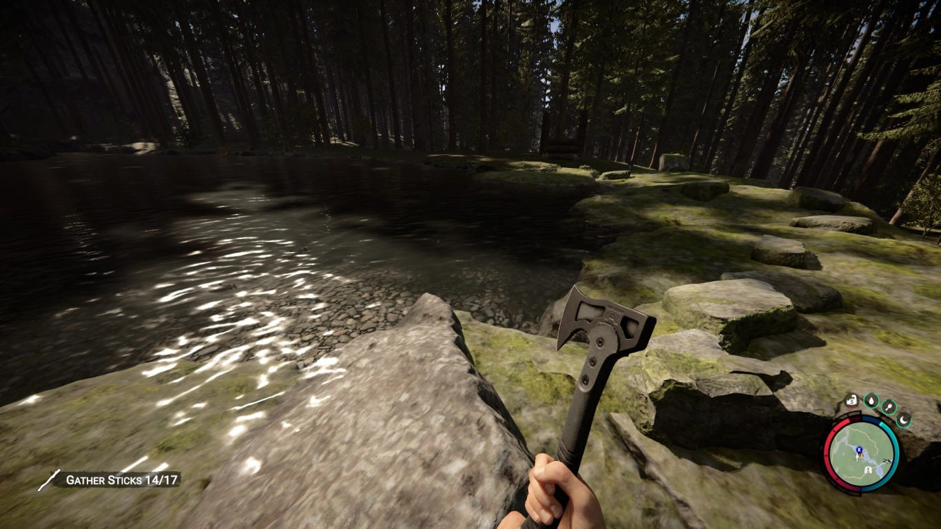 Sons of the Forest: optimal base location by river and cliff for maximum defense