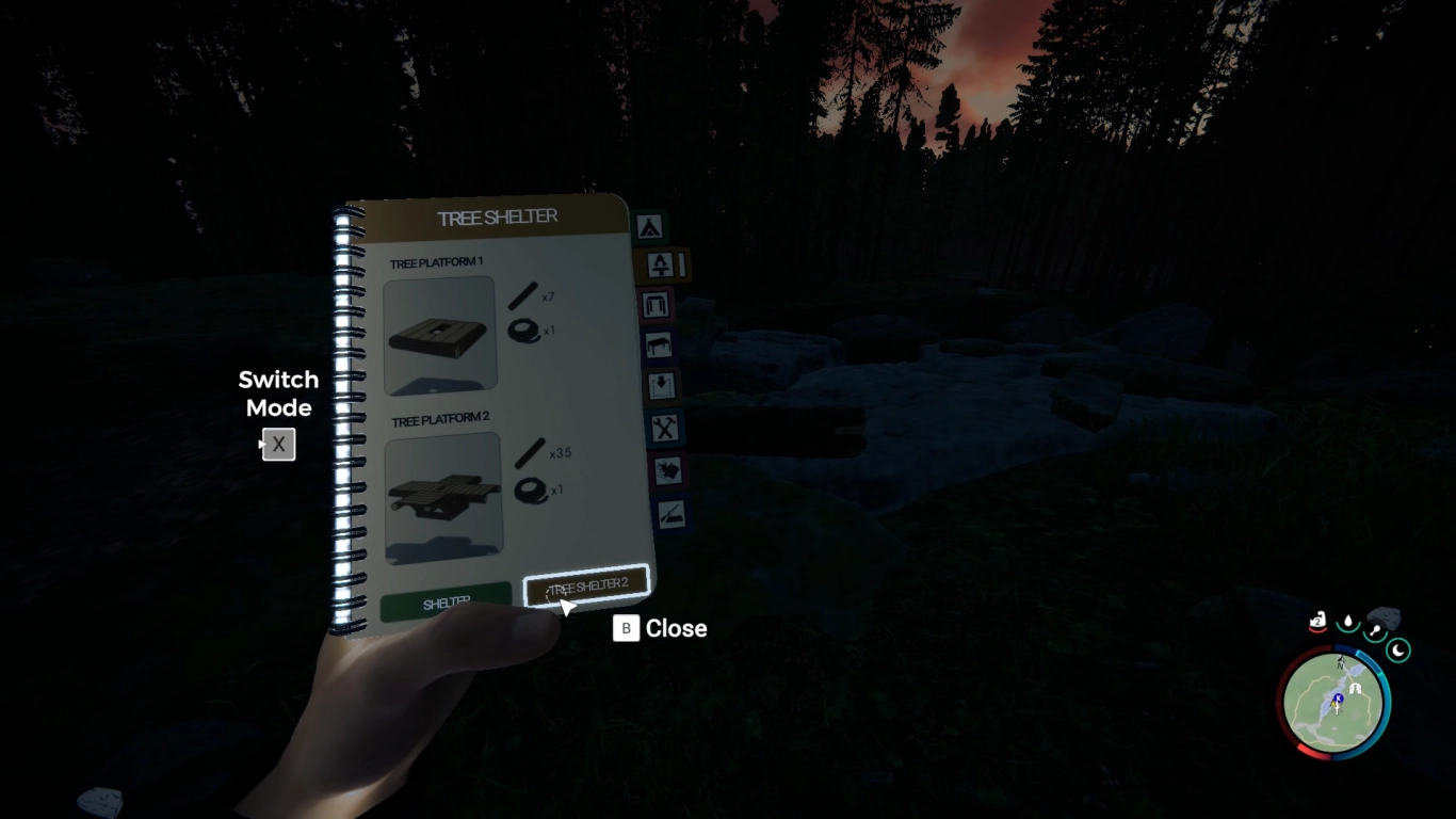 Blueprint system in the build menu of Sons of the Forest