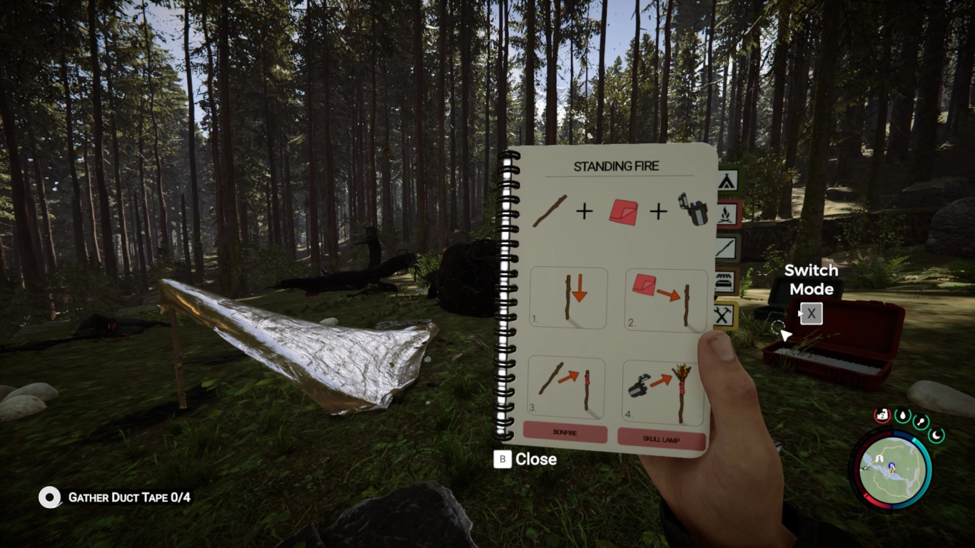 Free-build construction with the guidebook in Sons of the Forest