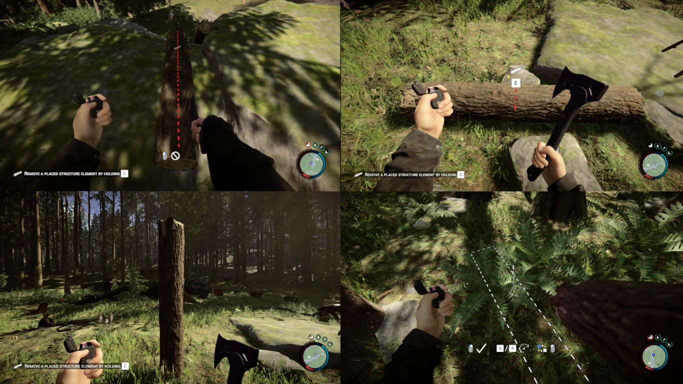 Building with logs: foundation, walls, defensive wall in Sons of the Forest