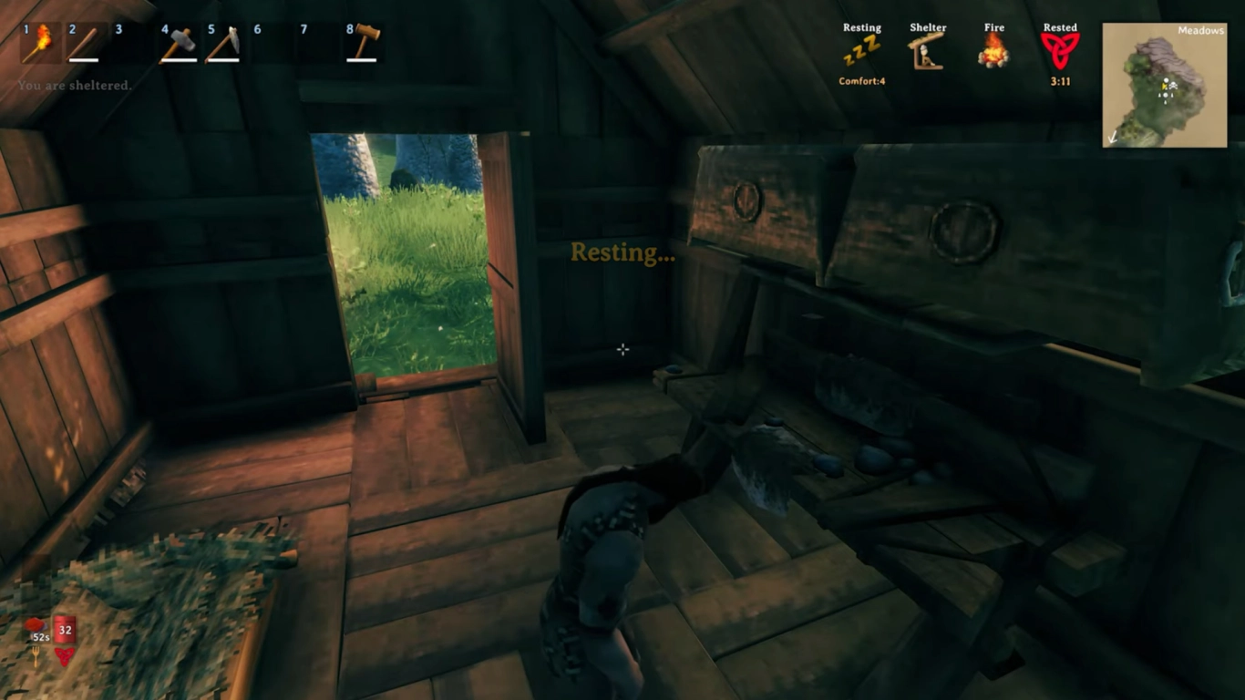 Valheim HUD and minimap explained with HP, stamina, and status icons